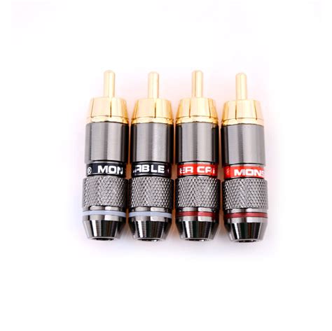 4 Pcs Rca Hi Fi Gold Plated Copper Male Plug Audio Connector X Ebay