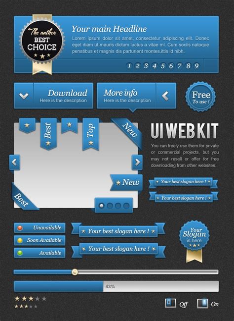 Freebies Ui Blue Web Kit Free Psd Download Freeimages