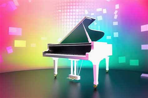 Premium Ai Image Grand Piano On Neon Stage Generative Ai