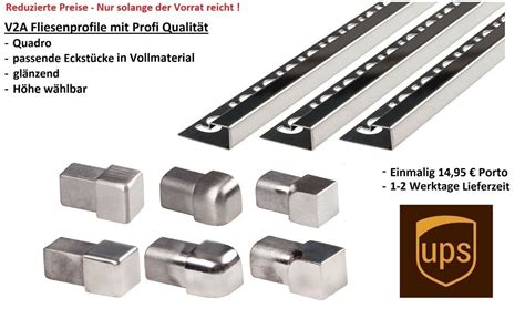 Quadratprofil V A Edelstahl Cm Fliesenprofil Gl Nzend Fliesenschiene