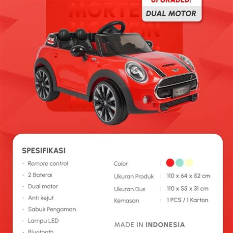 Jual Mobil Aki Mainan Anak Cas Remote PMB 7188 12V Mini Cooper Murah