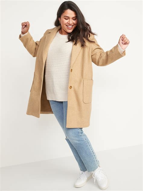 Oversized Soft Brushed Button Front Coat For Women Old Navy