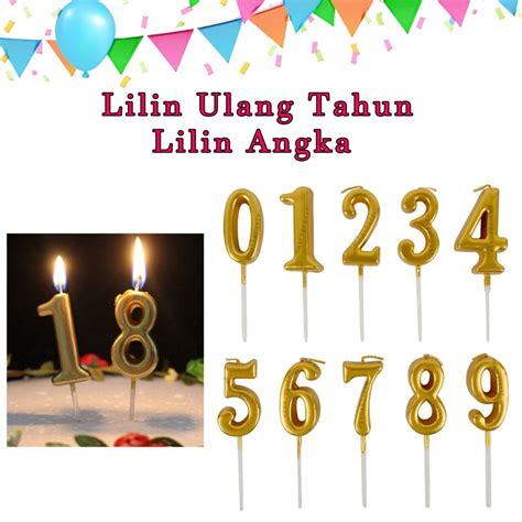 Jual Lilin Ulang Tahun Angka Warna Gold Shopee Indonesia