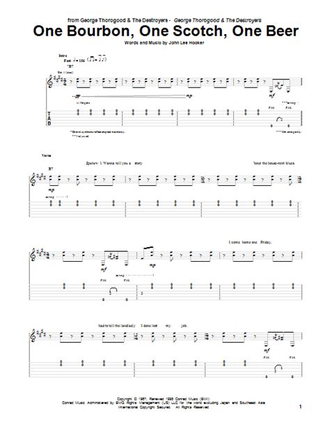 One Bourbon, One Scotch, One Beer by George Thorogood & The Destroyers - Guitar Tab - Guitar ...