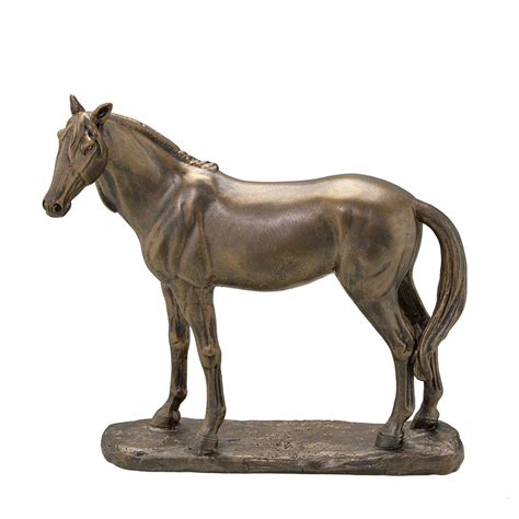 Escultura Decorativa Cavalo Em Resina Bronze Cm Paris Luz Loja