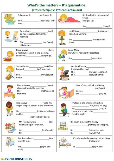 Its Quarantine Present Simple Vs Present Continuous Worksheet Present Continuous Worksheet