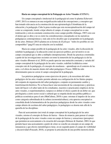 Pdf Hacia Un Campo Conceptual De La Pedagog A En Artes Visuales