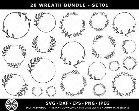 Kranz Svg Bundle Blumenkranz Svg Laurel Kranz Svg Kreis Etsy