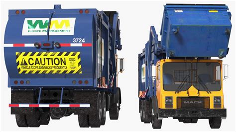 Mack Garbage Truck With Dumpster Blue Rigged 3d Model 179 Max Free3d