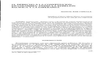 El derecho a la Constitución en Colombia Entre la la