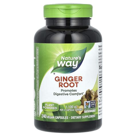 Natures Way Ginger Root 1100 Mg 240 Vegan Capsules 550 Mg Per