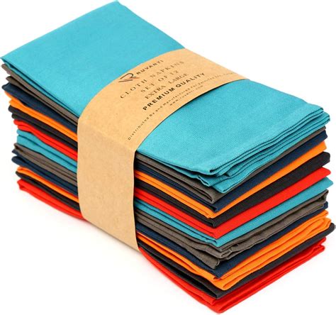 Ruvanti Multi Color Cloth Napkins 12 Pack 18x18 Durable Linen