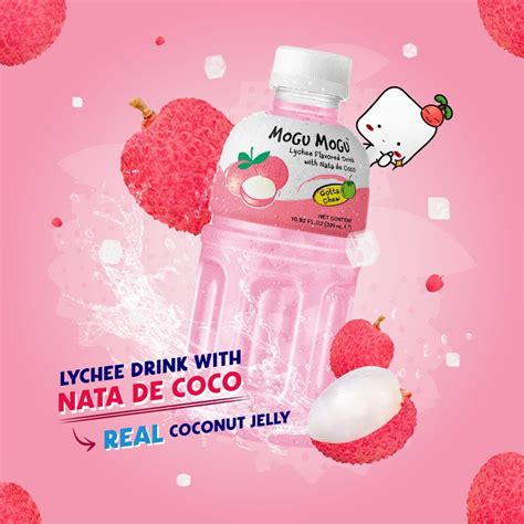 mogu mogu lychee juice  nata de coco  counts