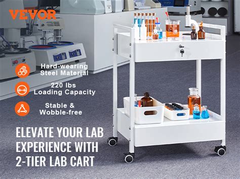 Vevor Lab Cart Tiers Stainless Steel Utility Cart Medical Cart With