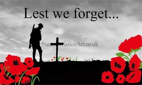 Lest we Forget Soldier with cross, Armistice Day flags, Poppy Day