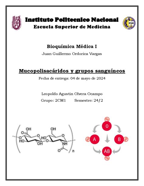 Olvera Ocampo E Tarea Mucopolisac Ridos Y Grupos Sangu Neos