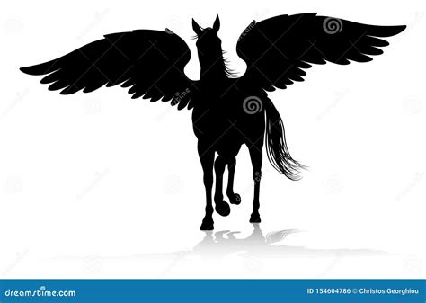 Pegasus Silhouette Mythological Winged Horse Stock Vector