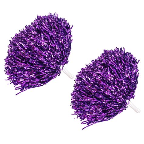 Pack Metallic Cheerleading Pom Poms With Ring Handle Cheerleader