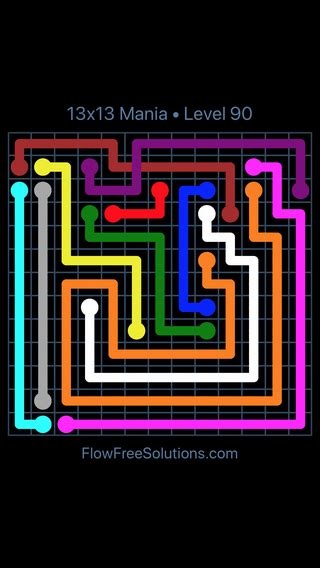 Flow Free Bridges 13x13 Mania 13 X 13 Level 90 Puzzle Solution And