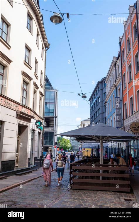 A Street Scene From Vecpils Ta Old Town Riga Latvia Stock Photo Alamy