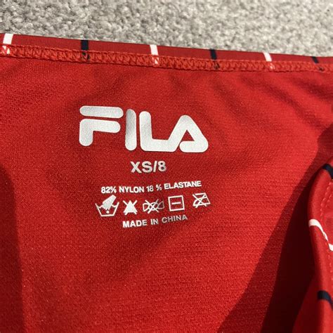 Fila Red Striped High Waisted Bikini Bottom Size Depop