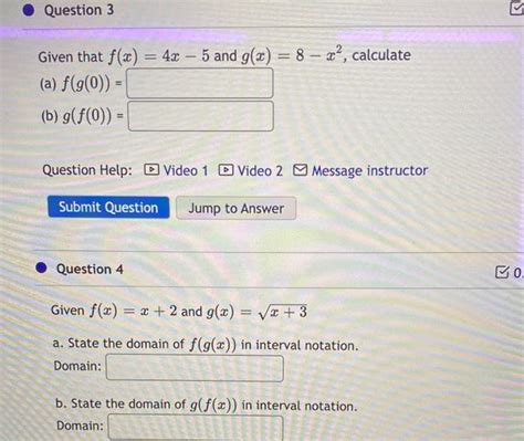 Solved Given That F X 4x−5 And G X 8−x2 Calculate A