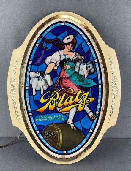 Blatz Beer Light Up Advertising Sign Matthew Bullock Auctioneers