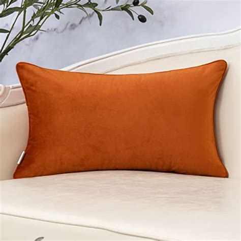 Yangest Burnt Orange Velvet Wave Lumbar Throw Pillow Cover Wavy Line