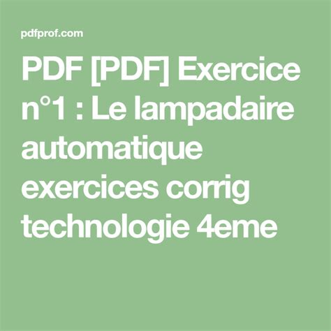 PDF PDF Exercice N1 Le Lampadaire Automatique Exercices Corrig