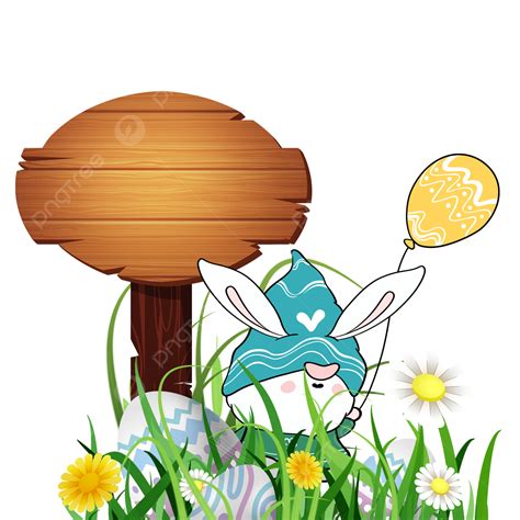 Easter Gnome Meadow Yellow Balloons Easter Gnome Grass Png