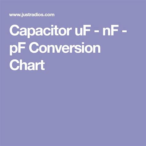 Capacitor Uf Nf Pf Conversion Chart Capacitor Conversion Chart