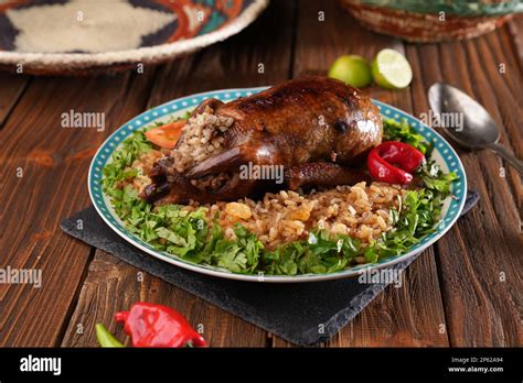 Arabic Cuisine Egyptian Traditional Stuffed Pigeon Or Hamam Mahshi