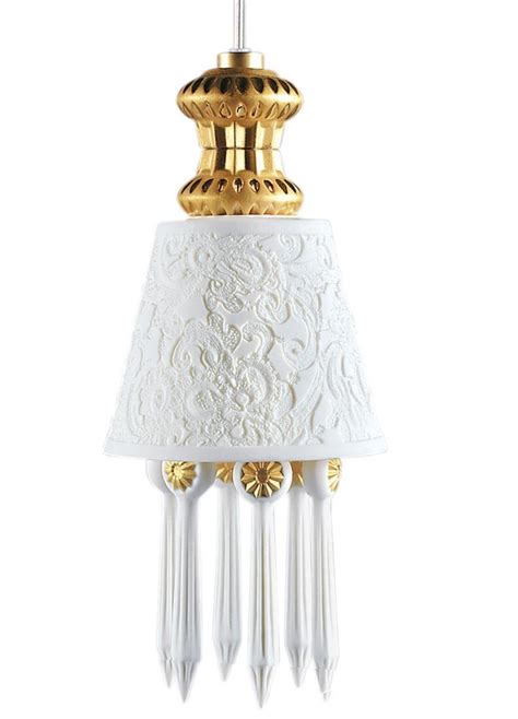 Belle De Nuit Ceiling Lamp With Lithophane Golden Luster US Lladro USA