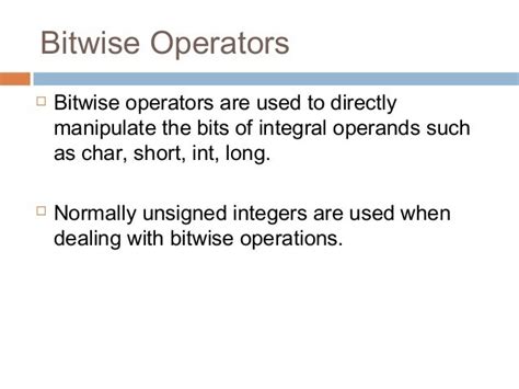 Bitwise Operators