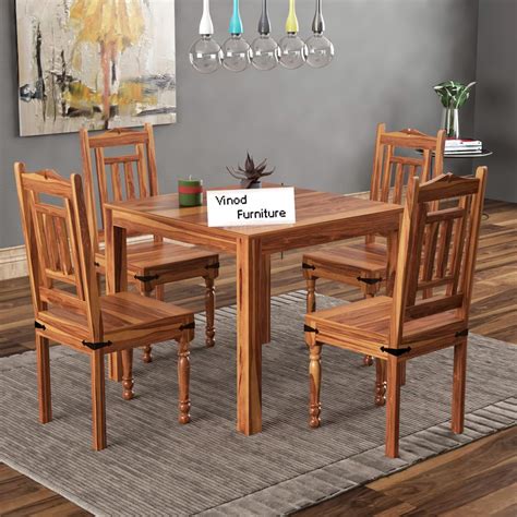 Vinod Furniture House Solid Sheesham Wood Dining Table With Chairs