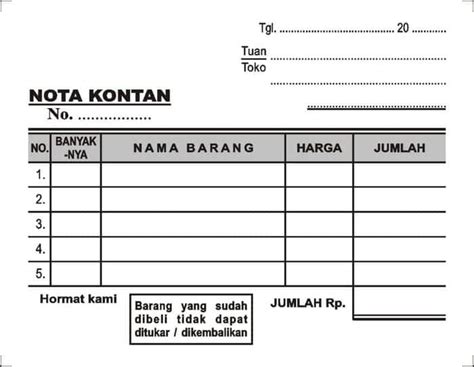 Ini Format Dan Contoh Nota Kosong Untuk Transaksi Onlinepajak