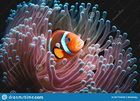 Clownfish In Anemones Coral Anemone Clown Fish Orange Colorful Royalty