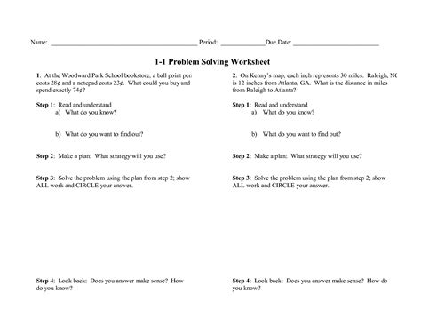 Printable Problem Solving Worksheets For Teens