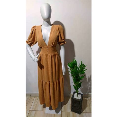 Vestido Longo Duna Pipoca Shopee Brasil