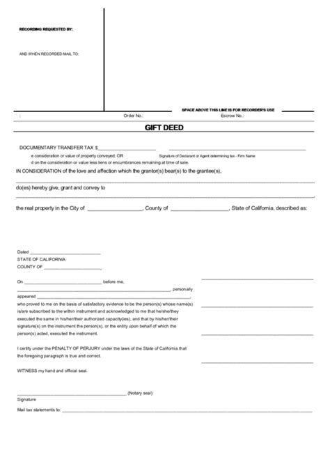 Free Fillable Gift Deed Form For California Printable Forms Free Online