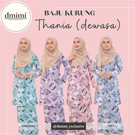 Dmimi Baju Kurung Thania Dewasa Hot Item Moss Crepe Ironless Readystock Baju Kurung Viral