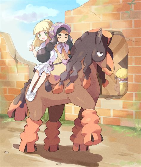 Riding on a Mudsdale Pokémon Sun and Moon Pokemon sun Pokémon