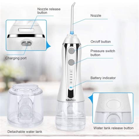 H2ofloss Cordless Water Dental Flosser Portable Oral Irrigator For Teeth Braces Rechargeable