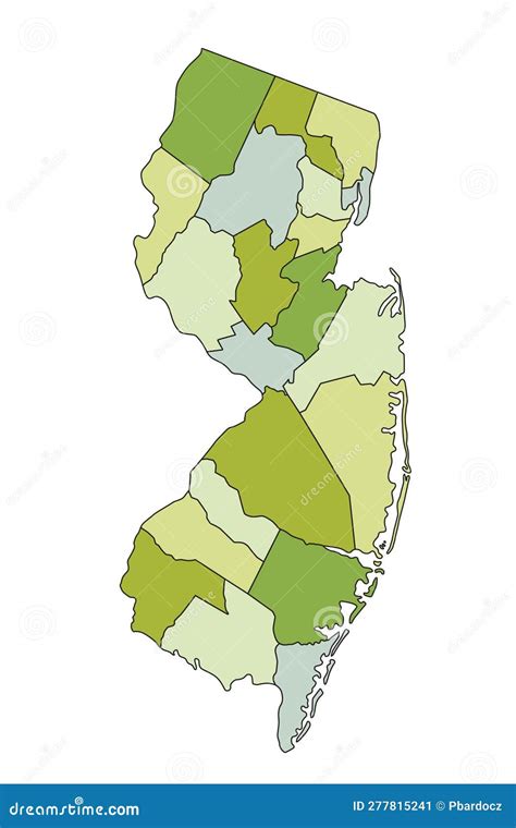 Detailed Editable Political Map With Separated Layers New Jersey Stock