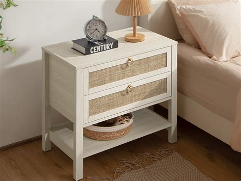 Sicotas White Night Stand Set Of 2 Large Nightstand With