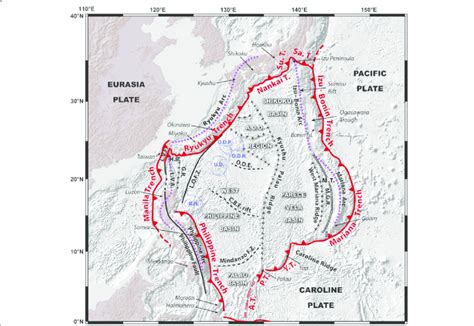 Philippine Sea Plate Boundaries And Toponymy Plate Boundaries In Red