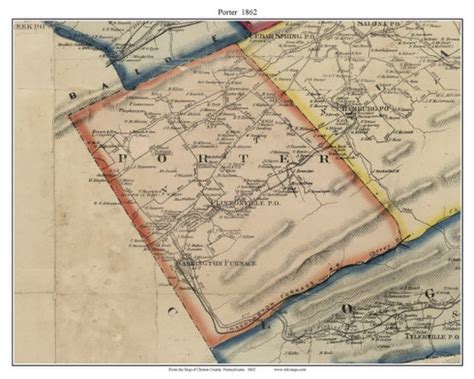 Porter Township Pennsylvania 1862 Old Town Map Custom Print Clinton