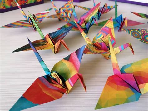 12 Regenbogen Muster Origami Kraniche Dekoration Etsy