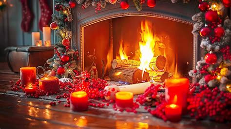 Classic Christmas Hymns Crackling Fire Twinkling Lights