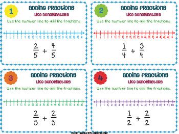 Adding Subtracting Fractions Task Cards Add Subtract Like